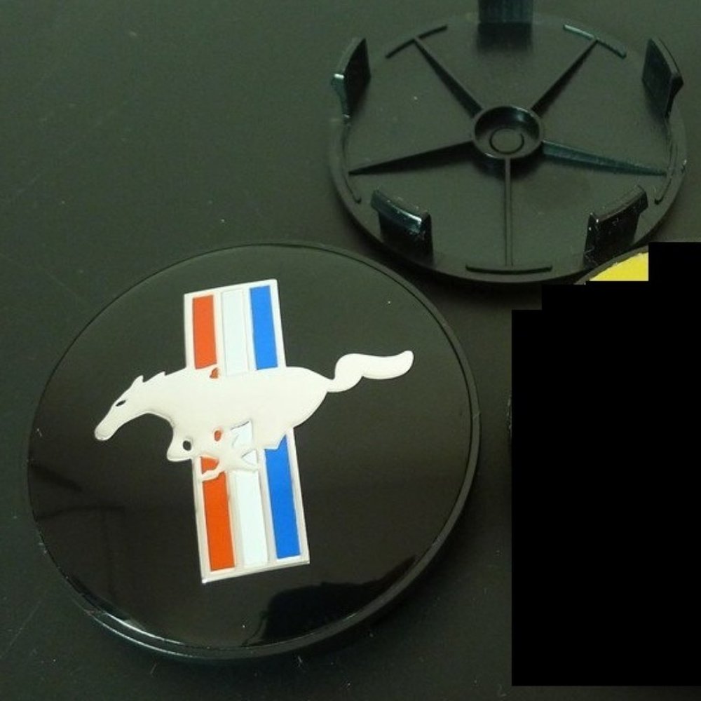 Set of 4 Ford Mustang Wheel Center Caps Tri-Bar Pony Running Horse Rims Ca…